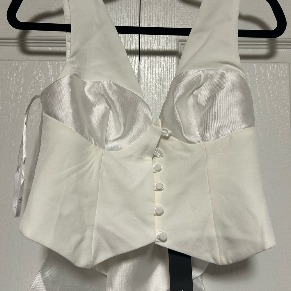 Lulu's White Satin Halter Top